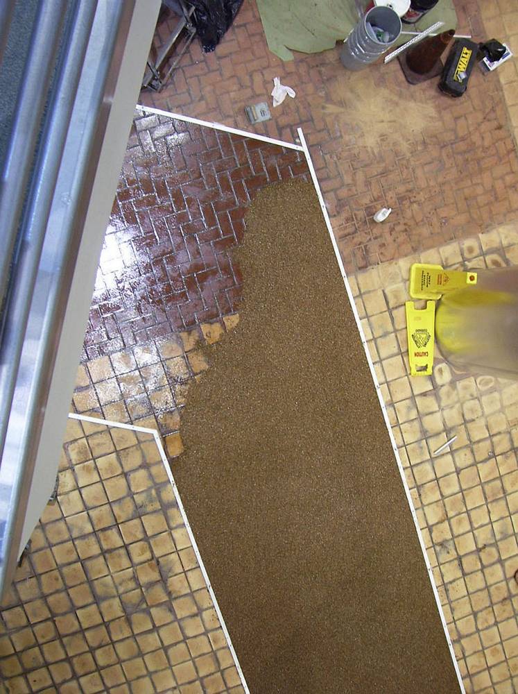 Precise lines are created for the new floor design.